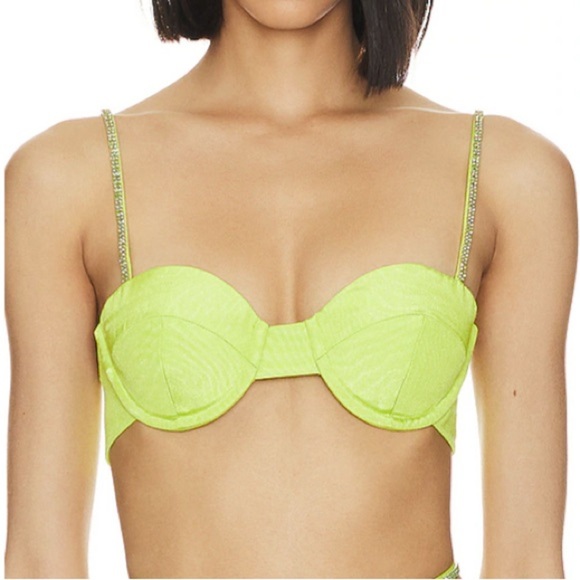 Camila Coelho Crystal Bralette - Apple Green - Picture 1 of 7